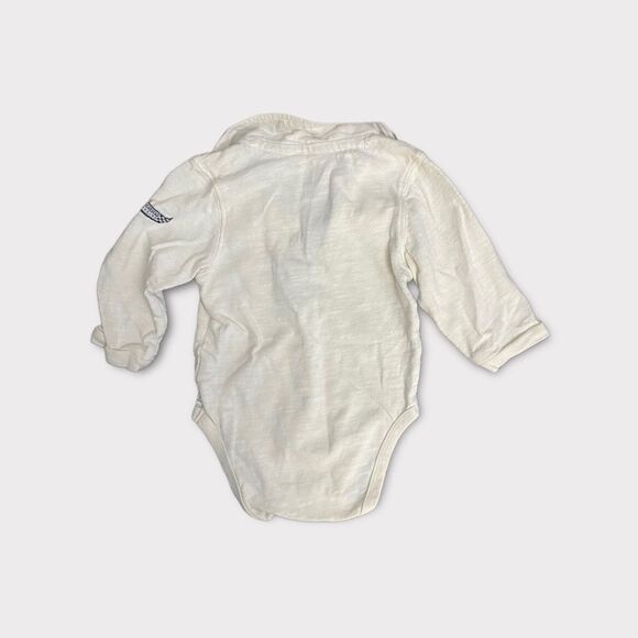 𝅺THE CHILDREN'S PLACE | 3/$15 Baby Boy White Polo Long Sleeve Diaper Shirt - Picture 2 of 4
